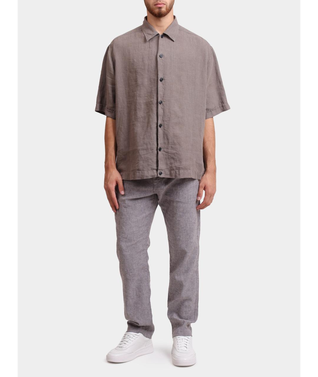 HUGO BOSS Коричневая льняная кэжуал рубашка, фото 2