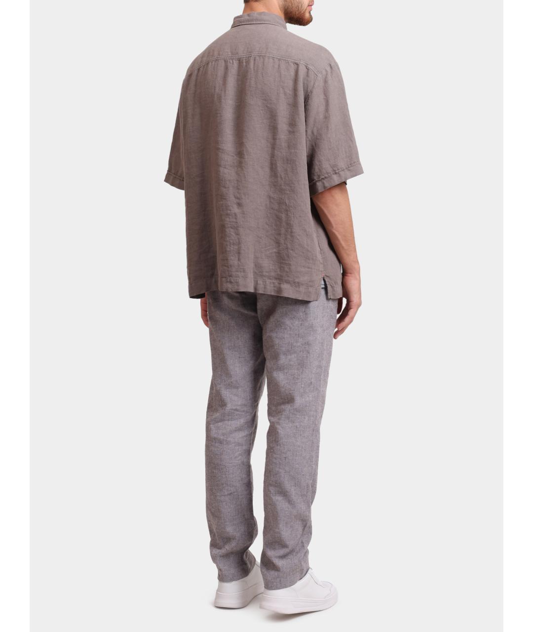 HUGO BOSS Коричневая льняная кэжуал рубашка, фото 4