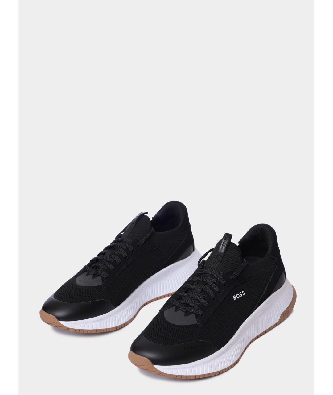 HUGO BOSS Черные текстильные низкие кроссовки / кеды, фото 2