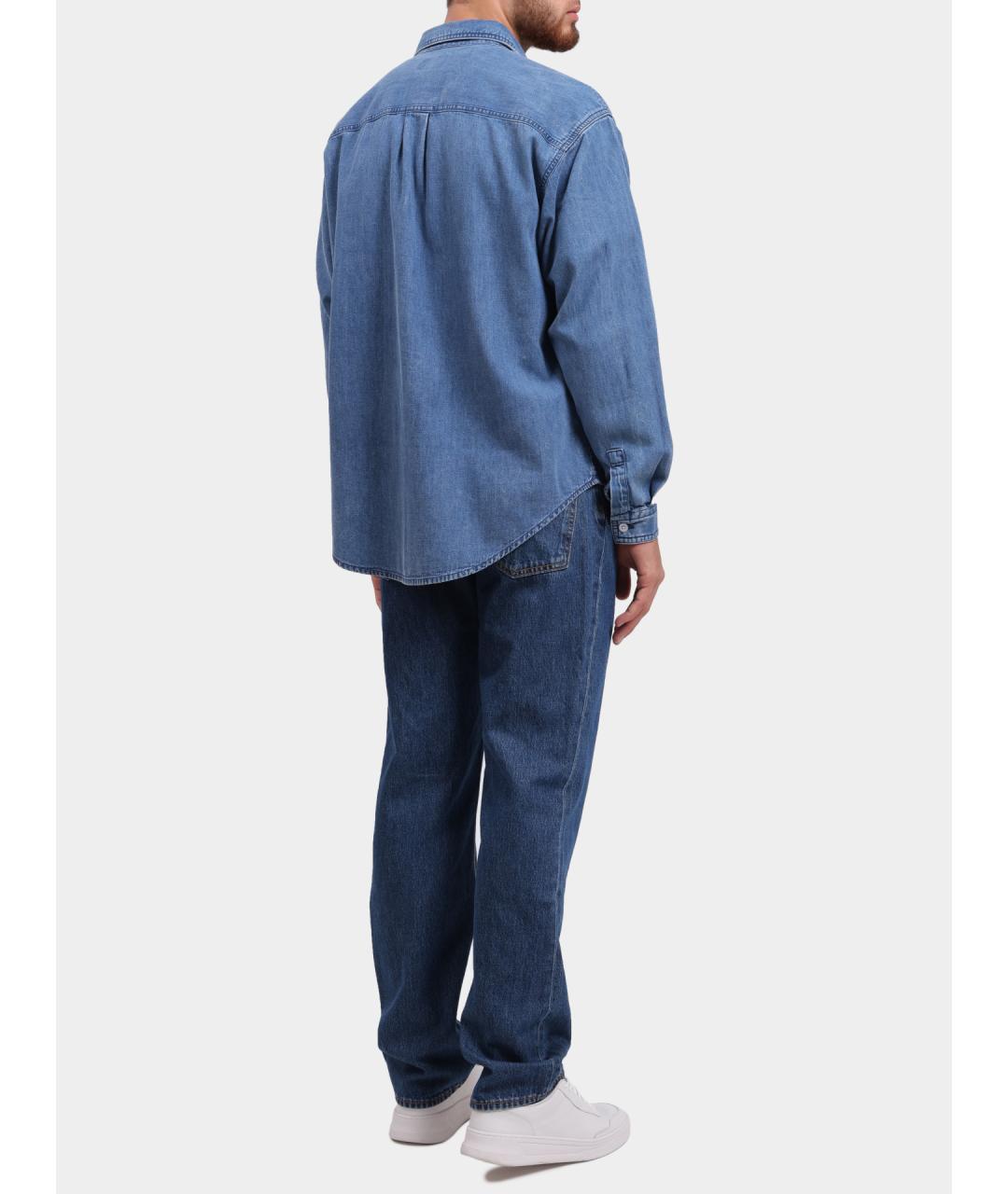 HUGO Синяя хлопковая кэжуал рубашка, фото 5