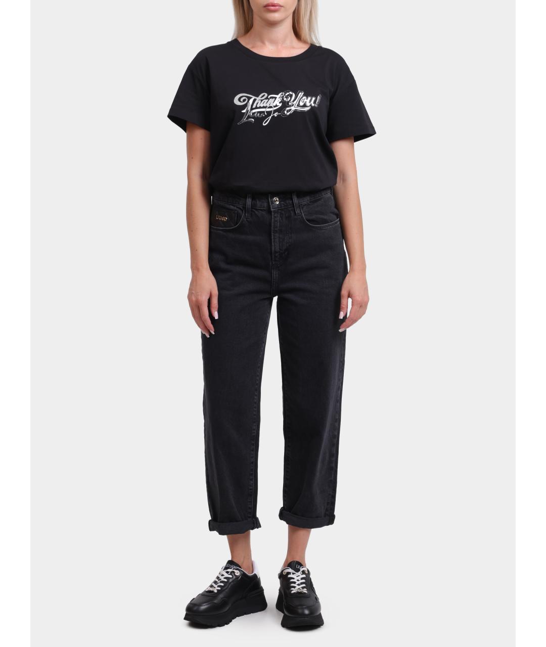 LIU JO Черные хлопковые прямые джинсы, фото 2