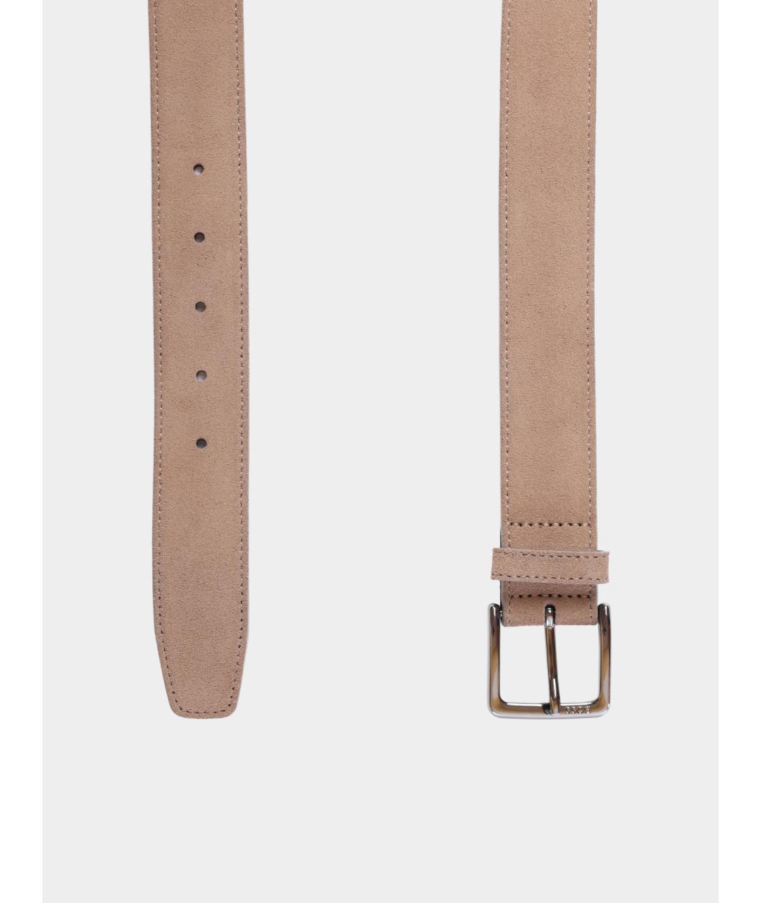 HUGO BOSS Бежевый замшевый ремень, фото 2