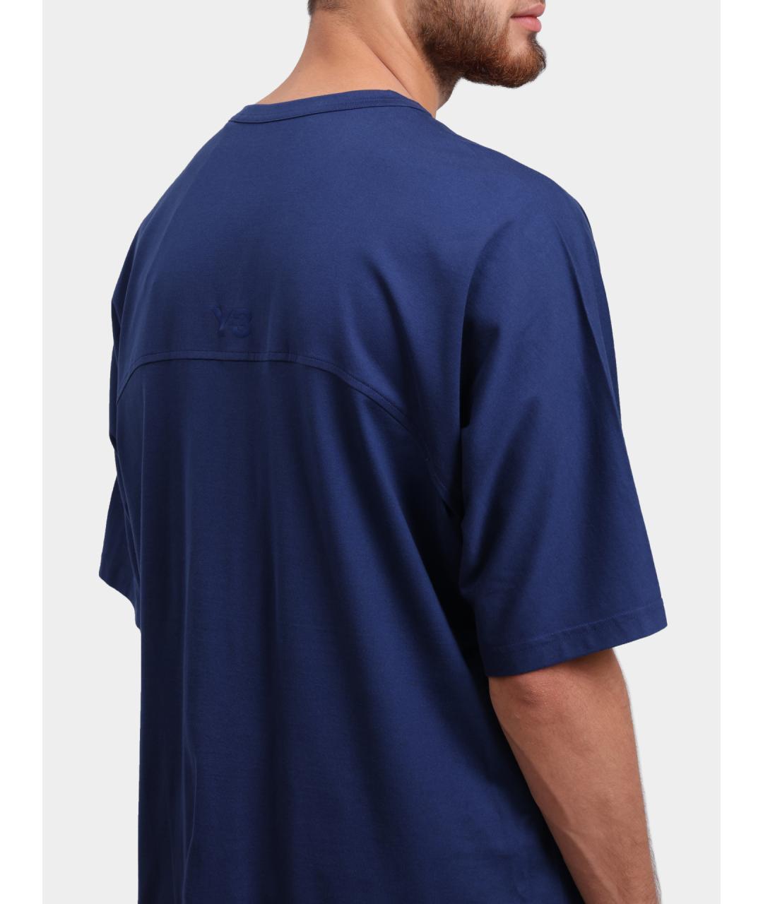 Y-3 Синяя хлопковая футболка, фото 4