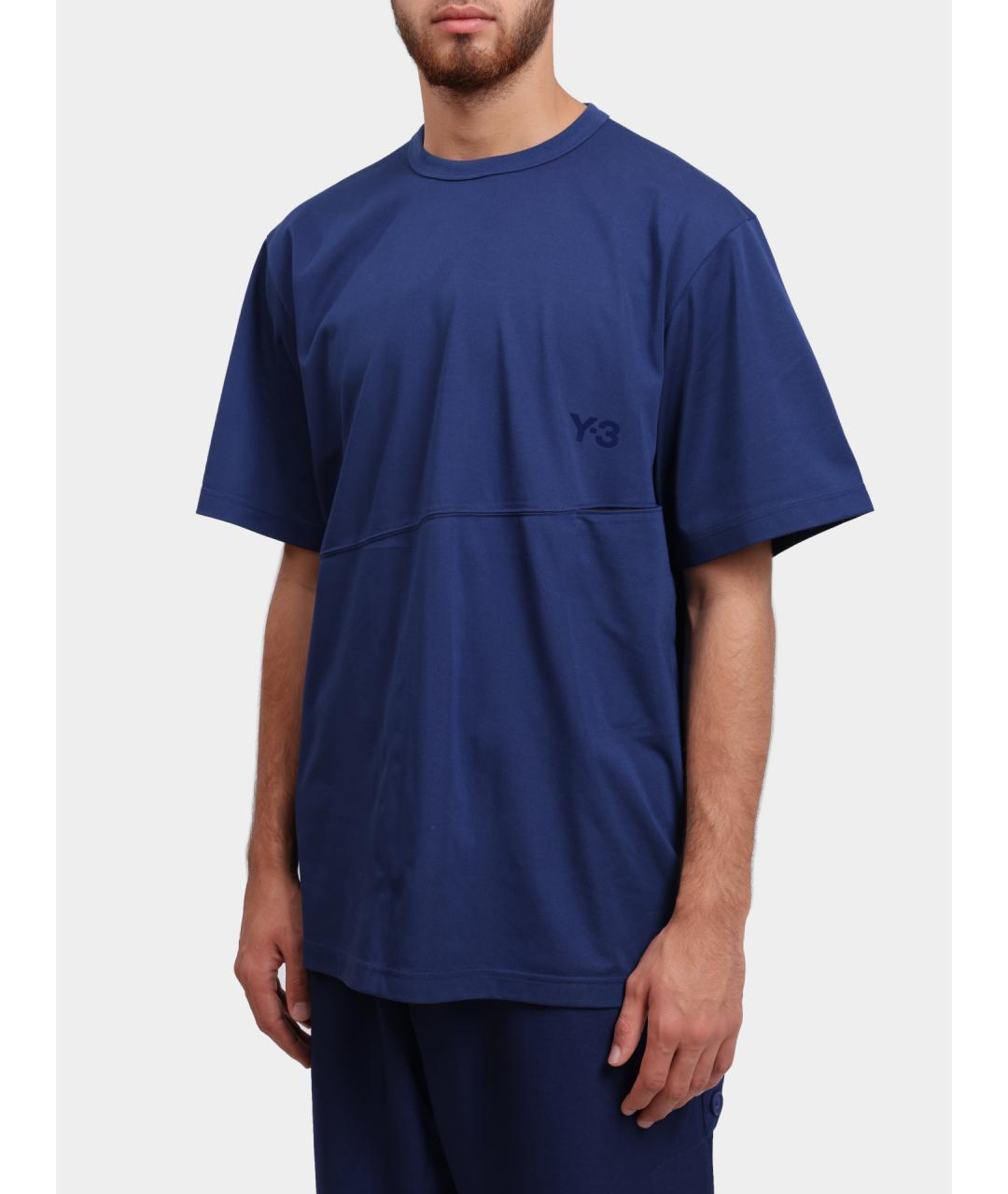 Y-3 Синяя хлопковая футболка, фото 3