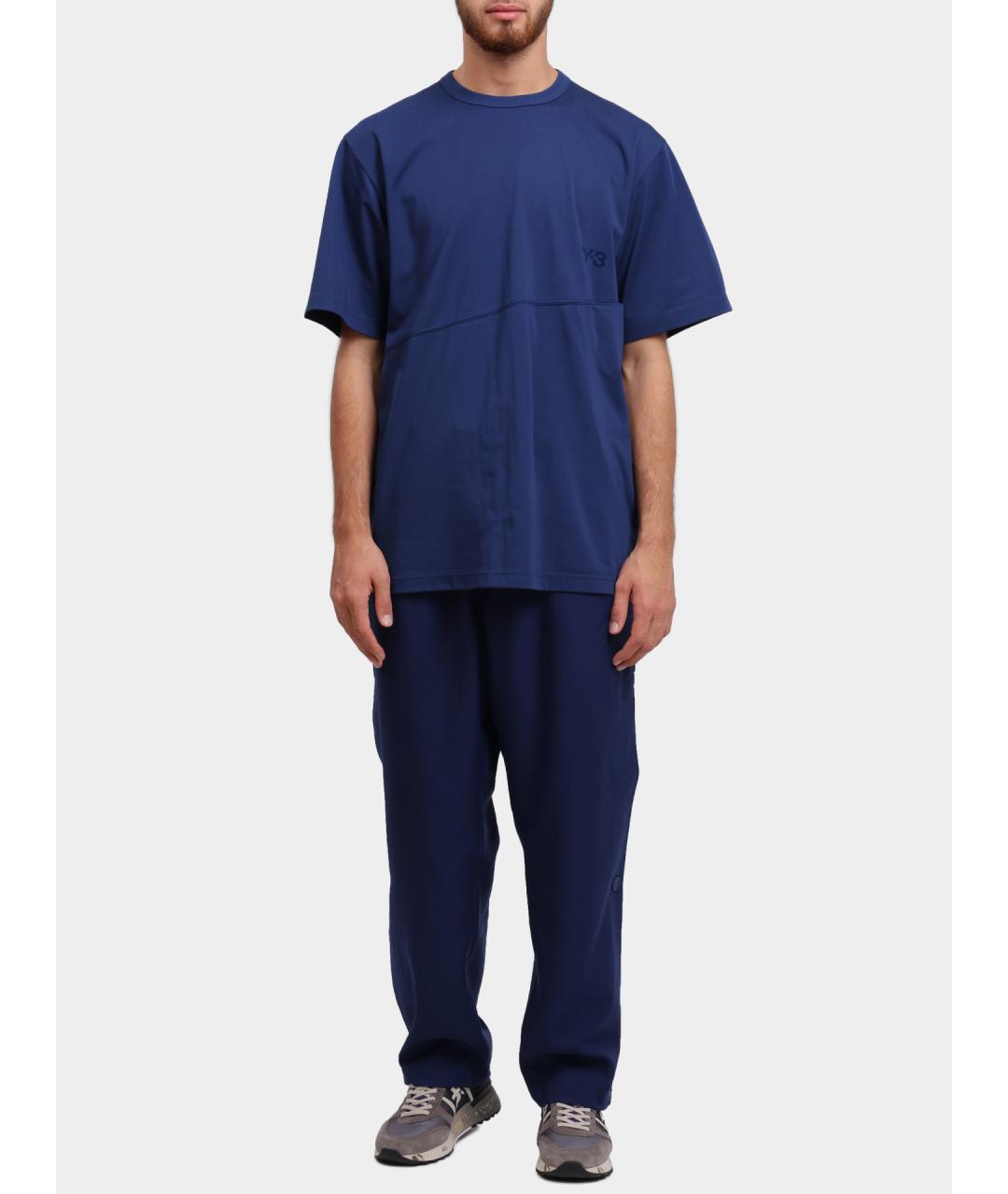 Y-3 Синяя хлопковая футболка, фото 2
