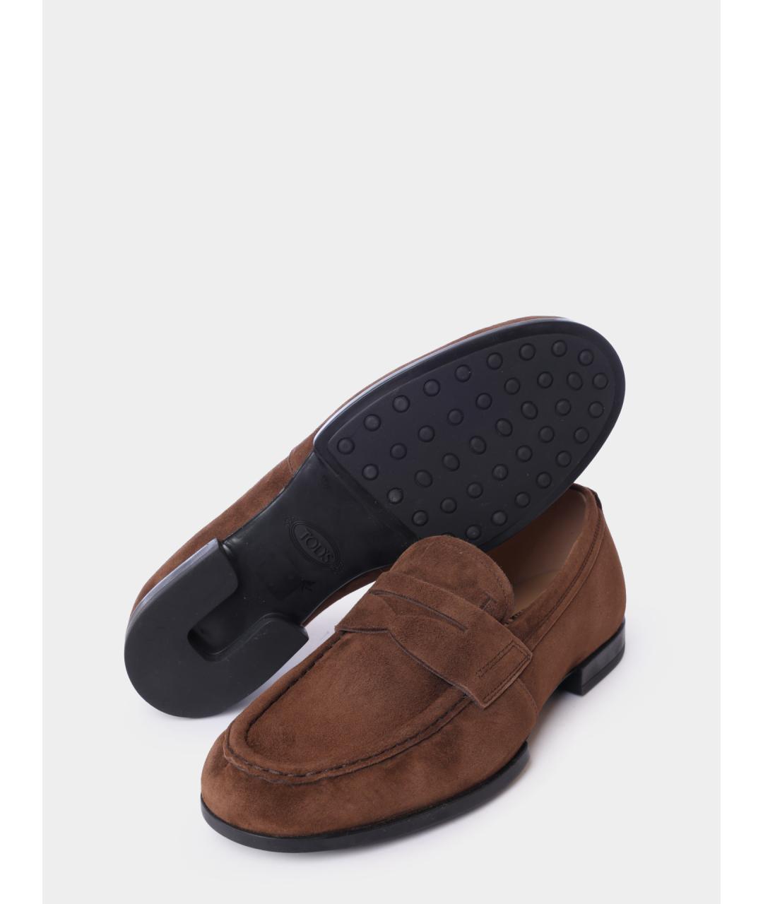 TOD'S Коричневые замшевые лоферы, фото 5