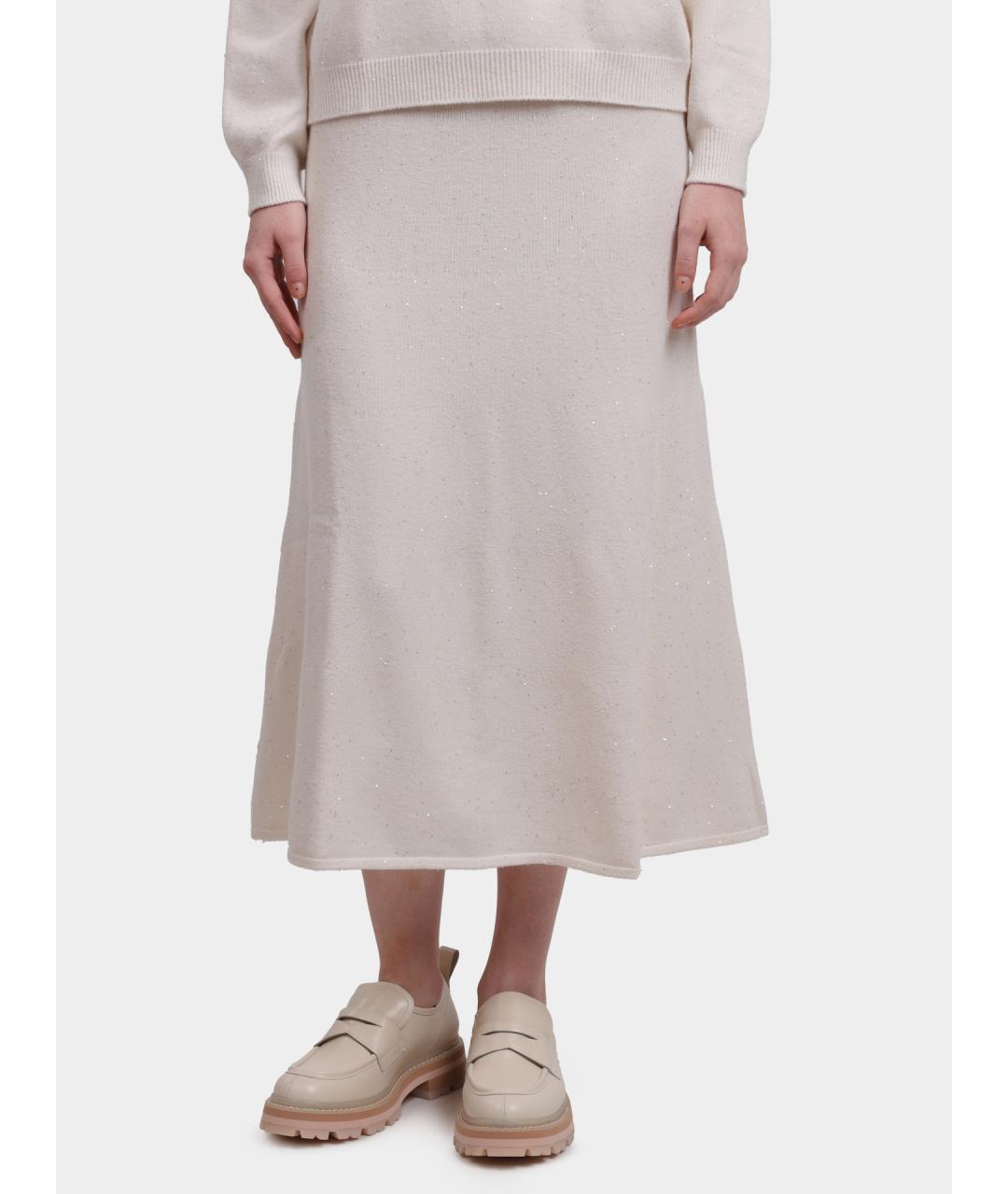 LIU JO Бежевая вискозная юбка миди, фото 6