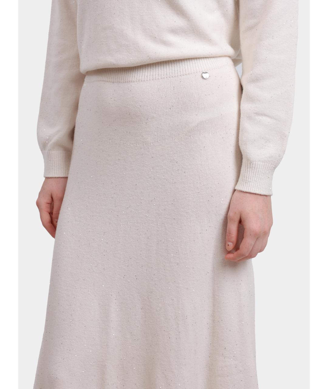 LIU JO Бежевая вискозная юбка миди, фото 4