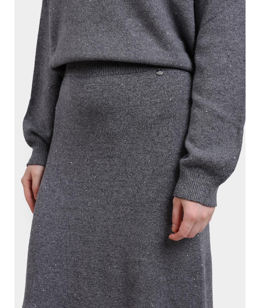 LIU JO Серая вискозная юбка миди, фото 4