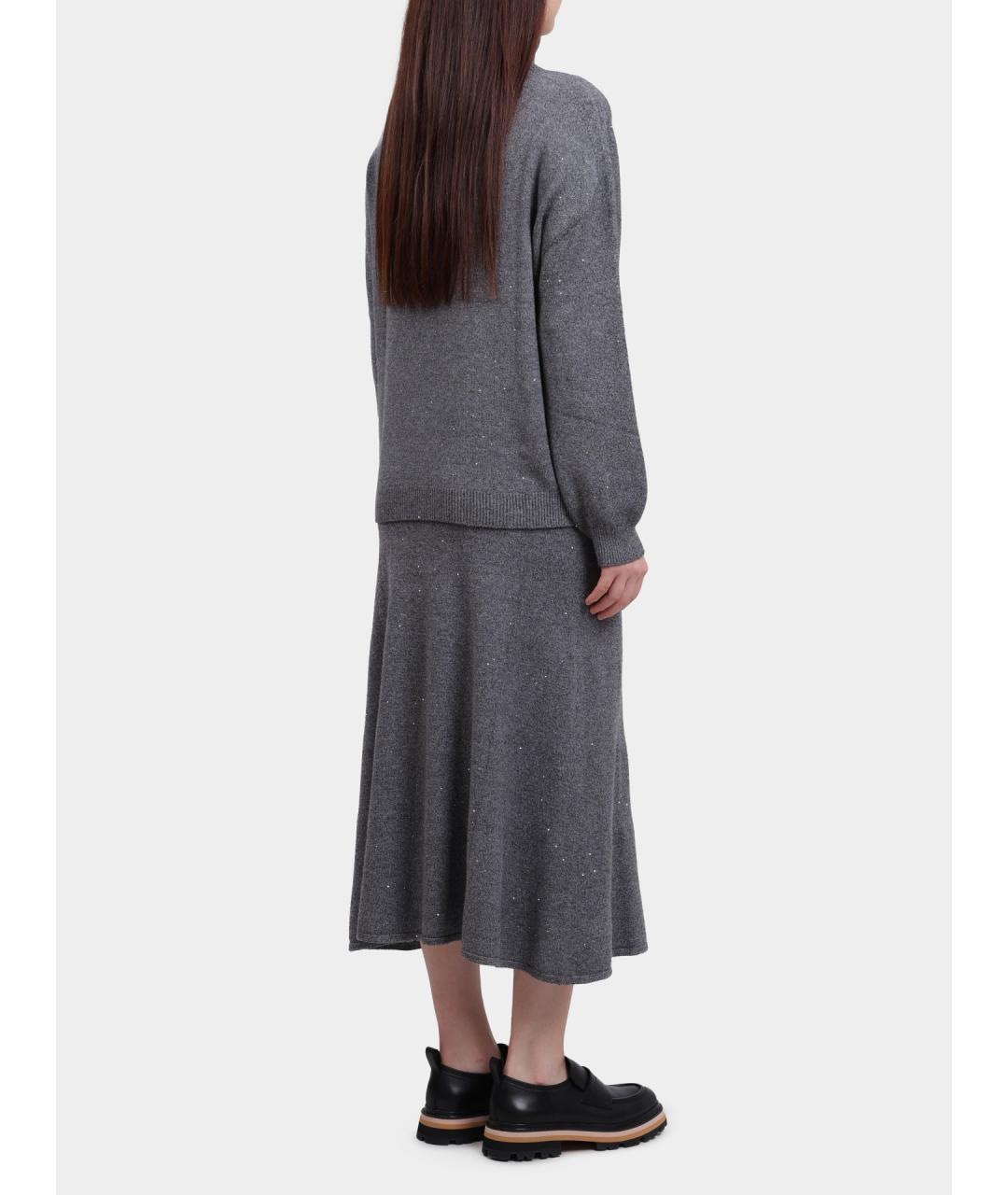 LIU JO Серая вискозная юбка миди, фото 5