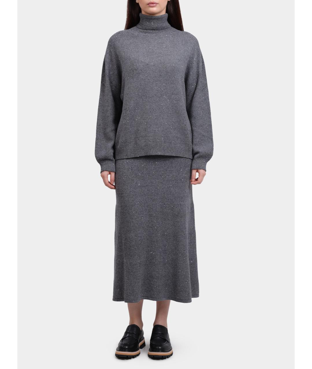 LIU JO Серая вискозная юбка миди, фото 2