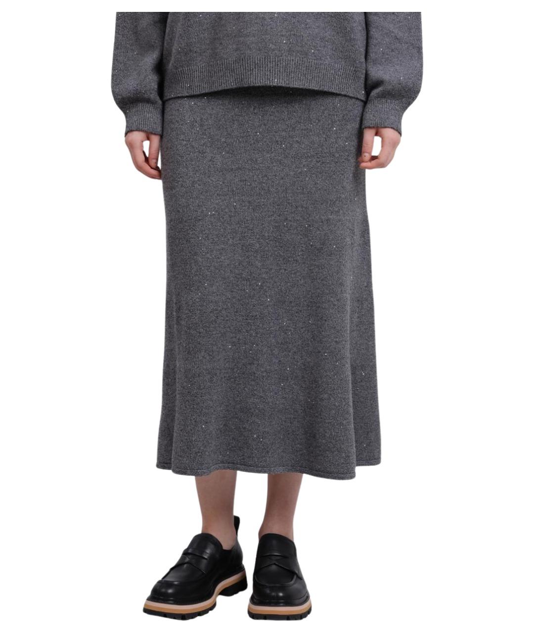 LIU JO Серая вискозная юбка миди, фото 1