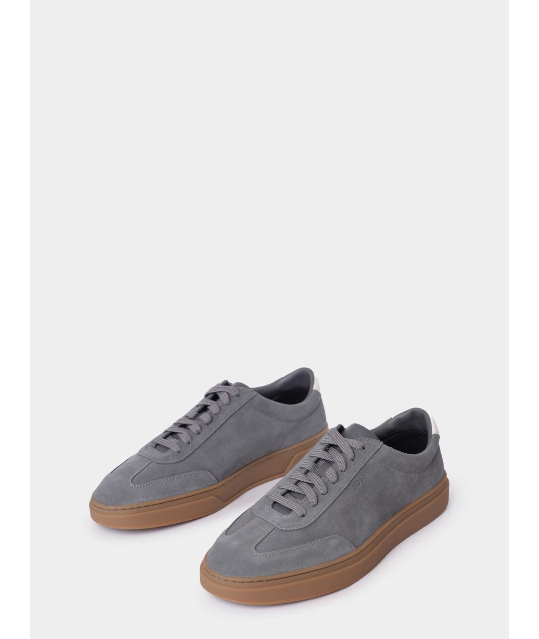 HUGO BOSS Серые замшевые низкие кроссовки / кеды, фото 2