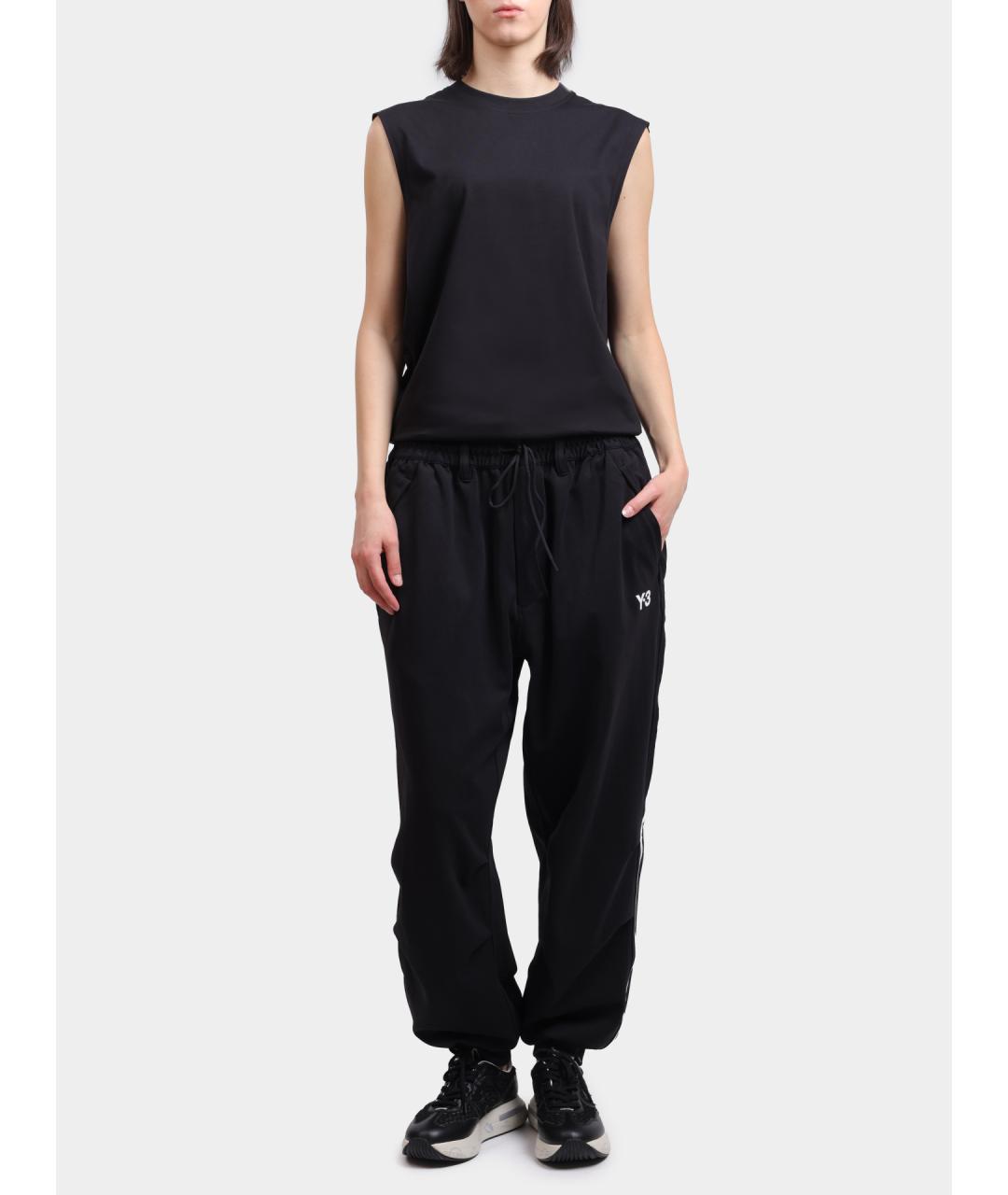 Y-3 Черные хлопковые прямые брюки, фото 2