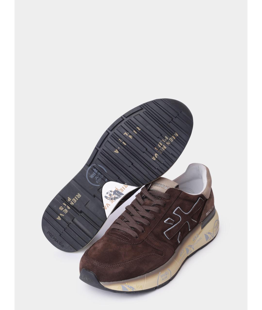 PREMIATA Коричневые замшевые низкие кроссовки / кеды, фото 4