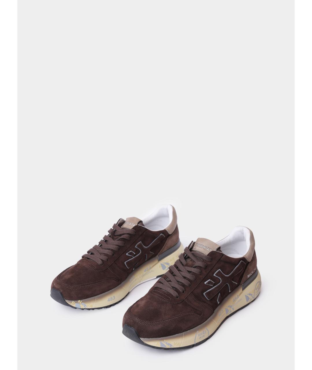 PREMIATA Коричневые замшевые низкие кроссовки / кеды, фото 2