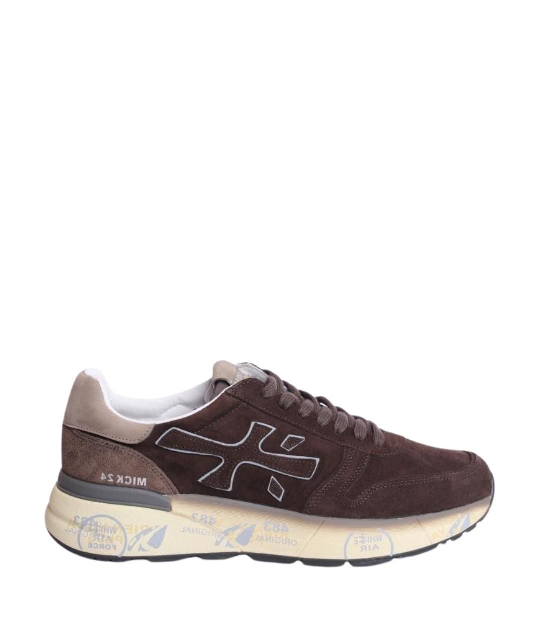 PREMIATA Коричневые замшевые низкие кроссовки / кеды, фото 1