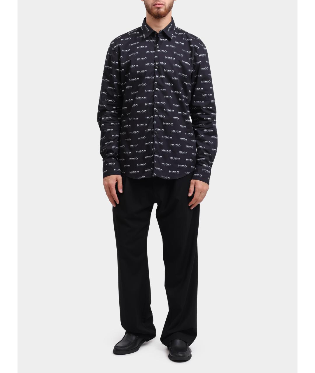 HUGO Синяя хлопковая кэжуал рубашка, фото 2