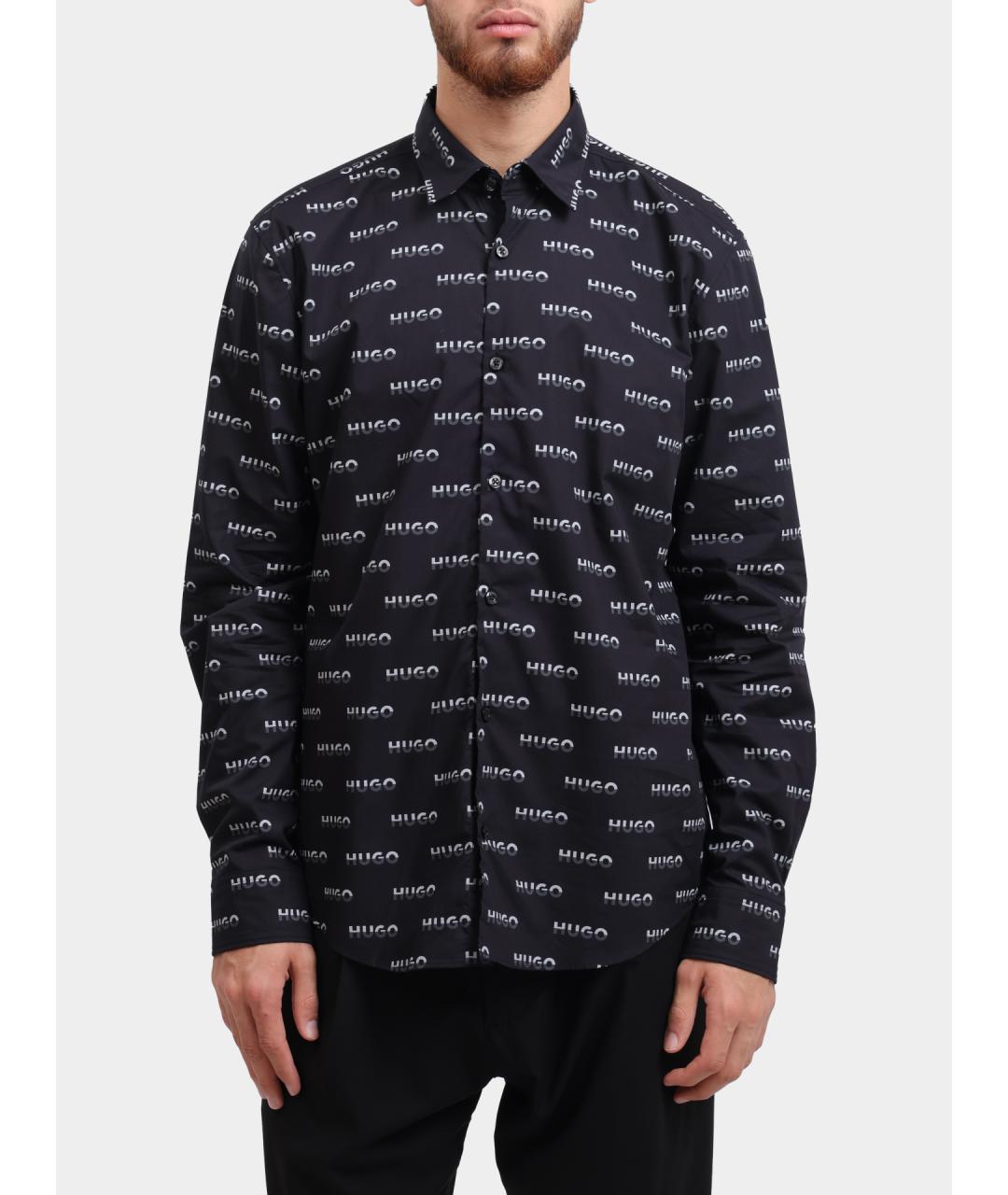 HUGO Синяя хлопковая кэжуал рубашка, фото 5