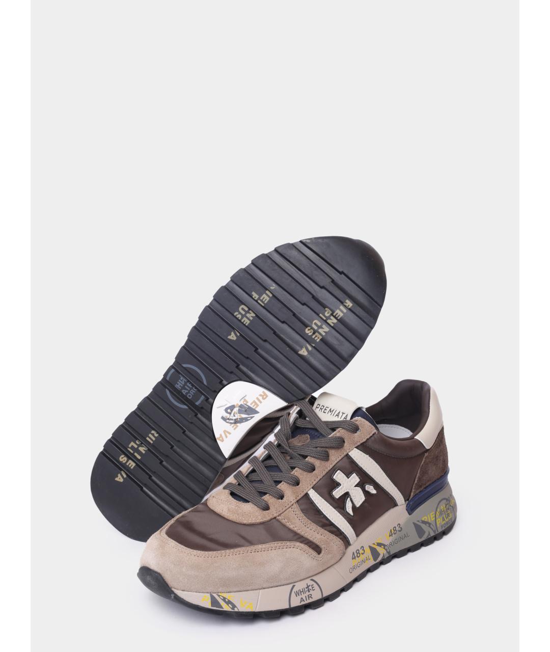 PREMIATA Бежевые текстильные низкие кроссовки / кеды, фото 5