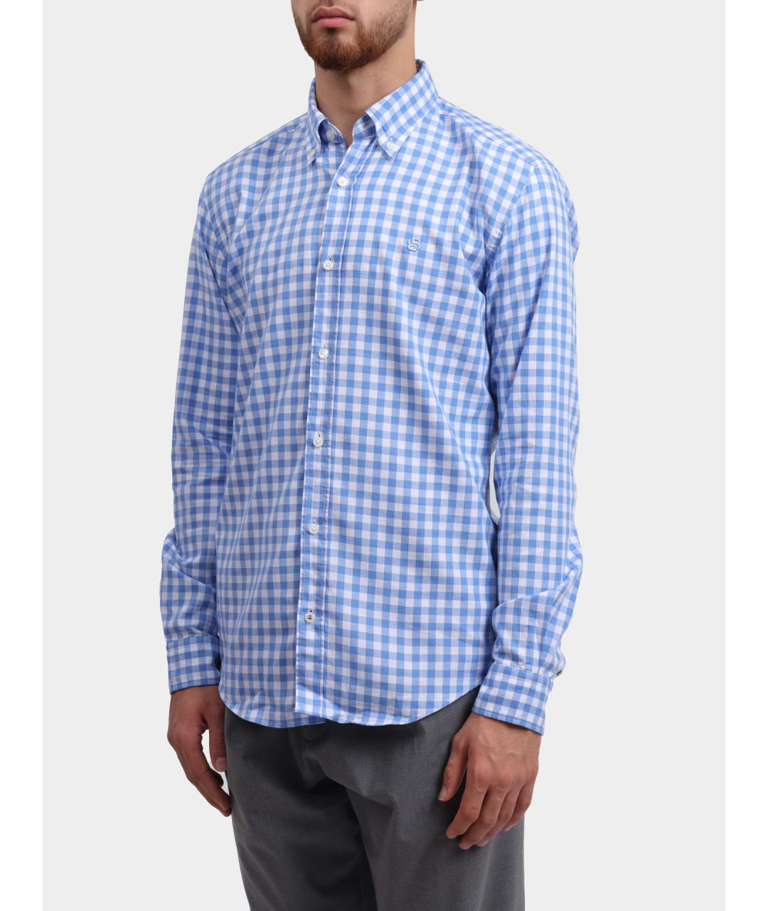 HUGO BOSS Голубая хлопковая кэжуал рубашка, фото 3