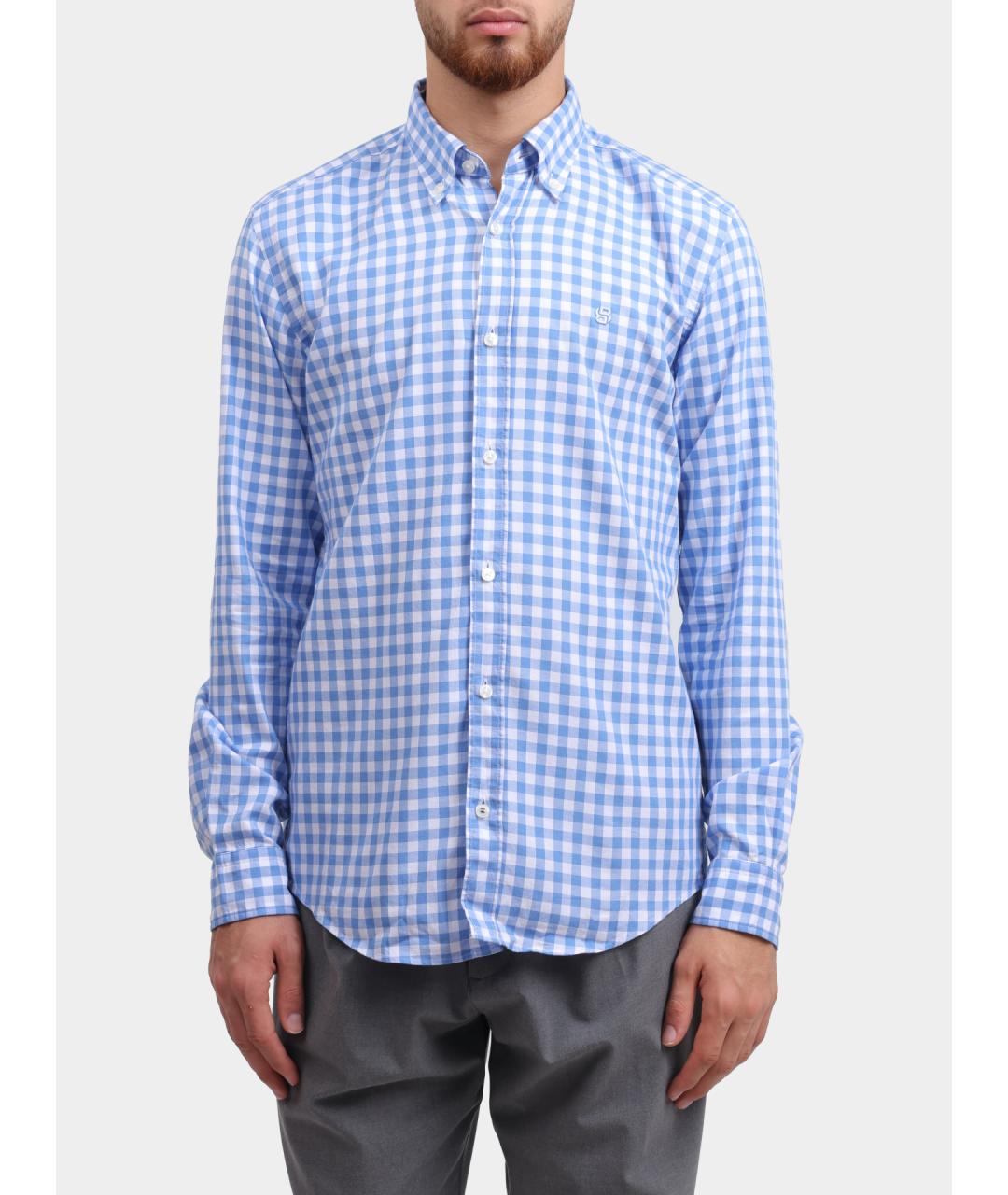 HUGO BOSS Голубая хлопковая кэжуал рубашка, фото 5
