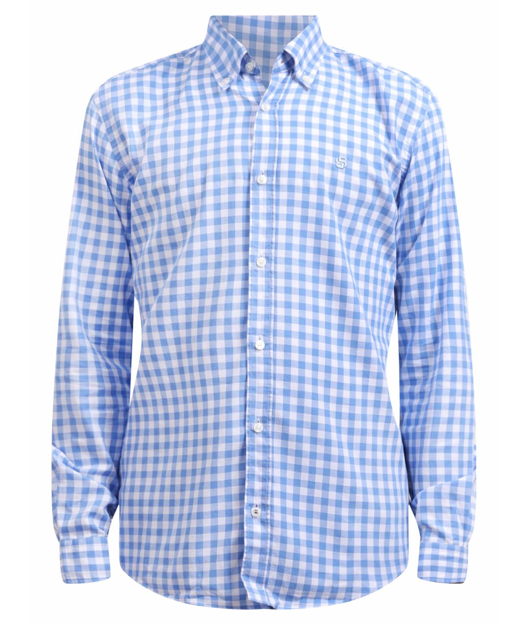 HUGO BOSS Голубая хлопковая кэжуал рубашка, фото 1