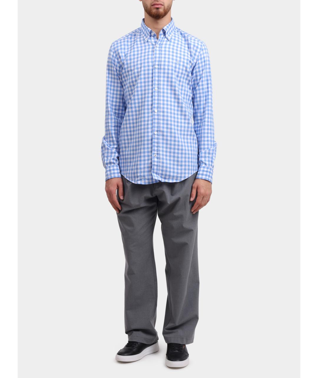 HUGO BOSS Голубая хлопковая кэжуал рубашка, фото 2