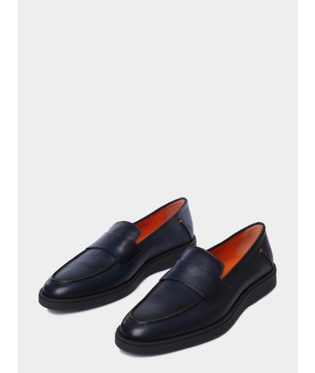 SANTONI Синие кожаные лоферы, фото 2