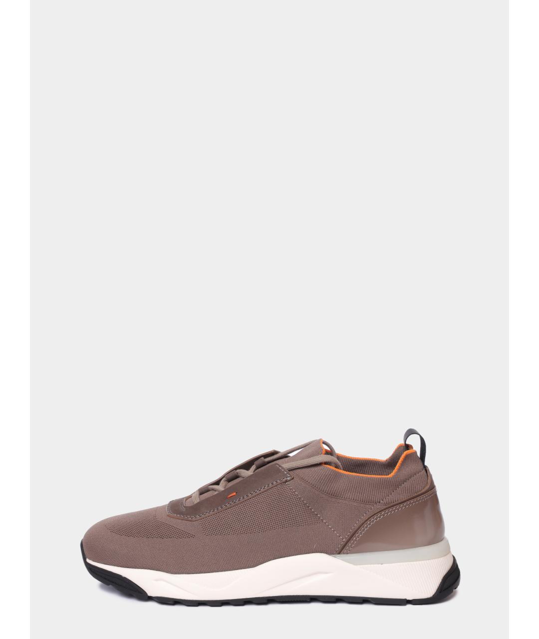 SANTONI Коричневые текстильные низкие кроссовки / кеды, фото 6