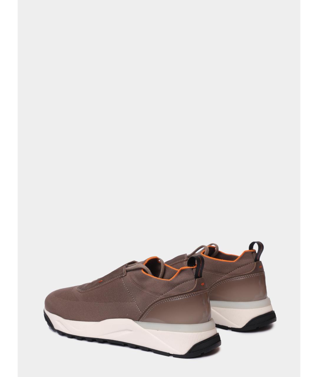 SANTONI Коричневые текстильные низкие кроссовки / кеды, фото 5