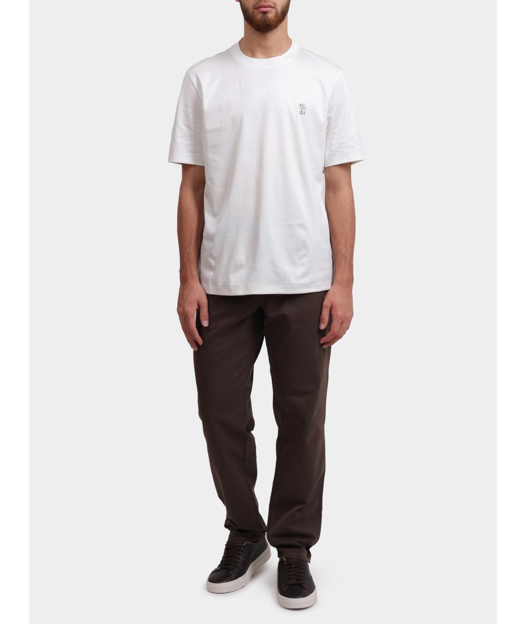 BRUNELLO CUCINELLI Белая хлопковая футболка, фото 2