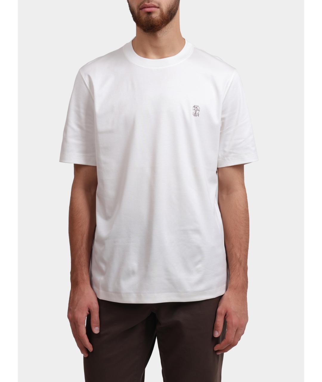 BRUNELLO CUCINELLI Белая хлопковая футболка, фото 5