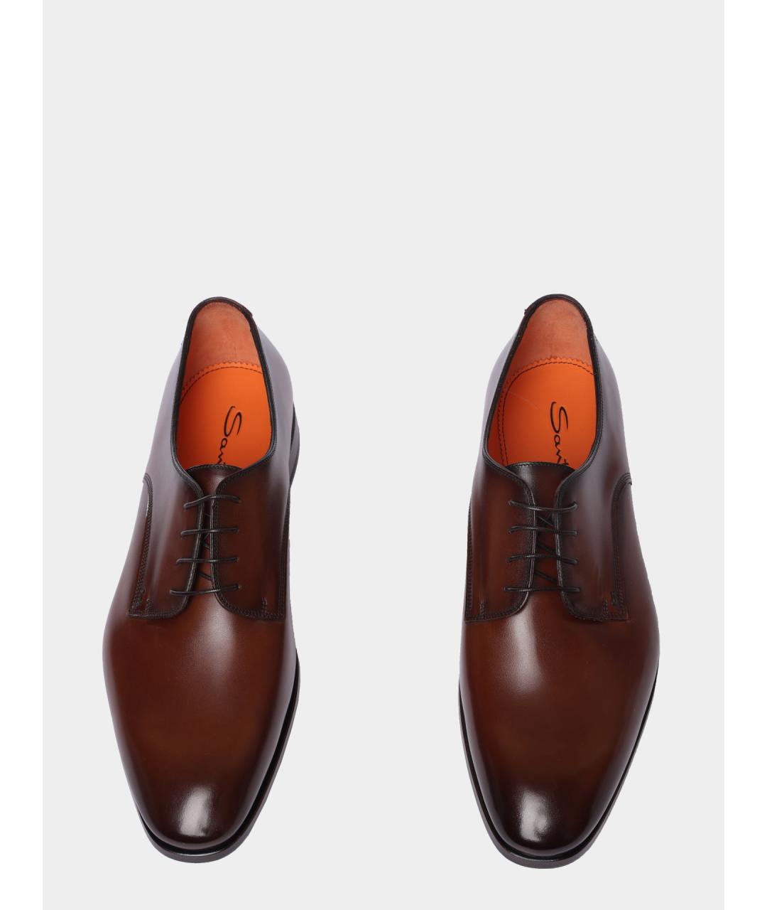SANTONI Коричневые кожаные туфли, фото 3