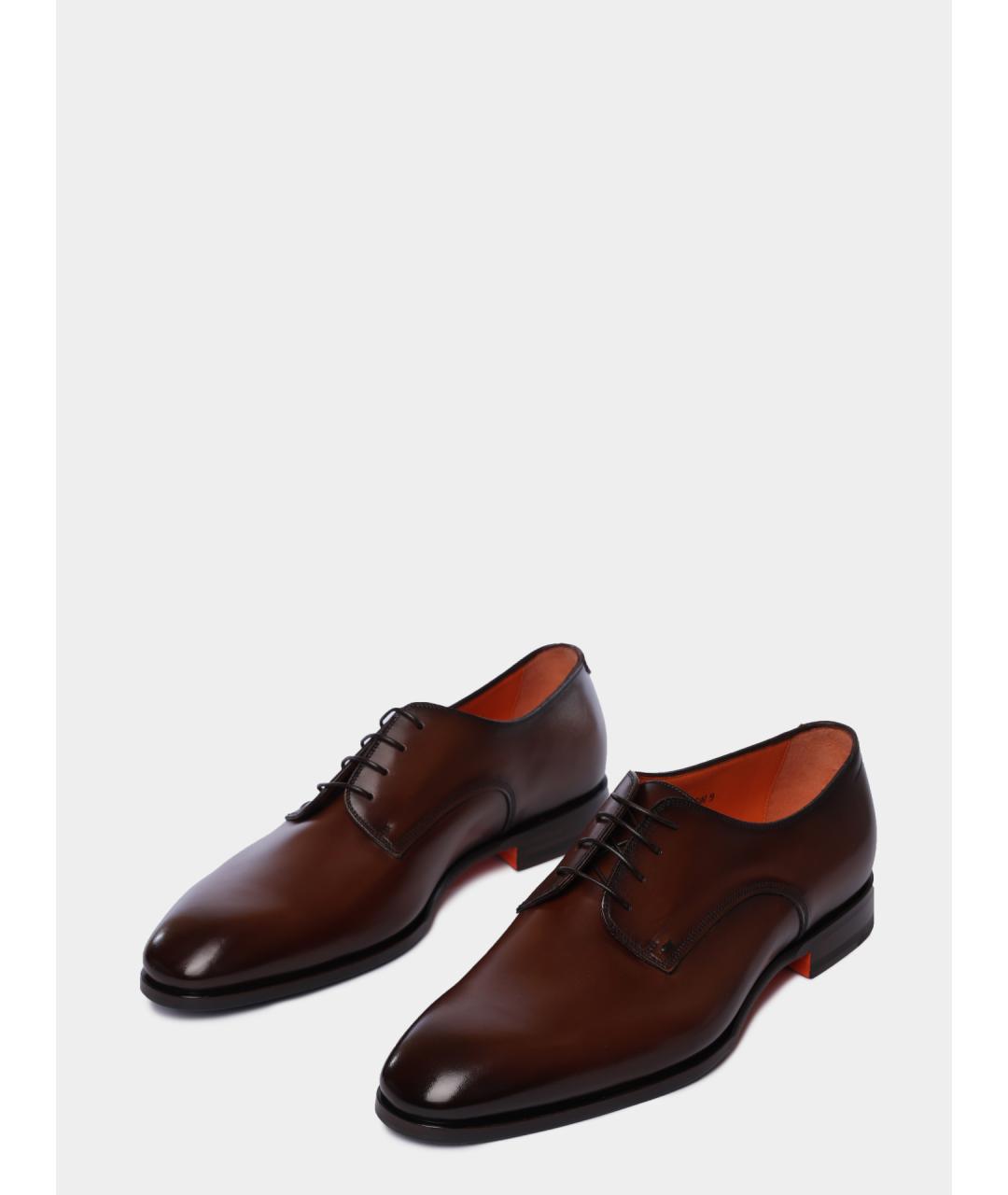 SANTONI Коричневые кожаные туфли, фото 2