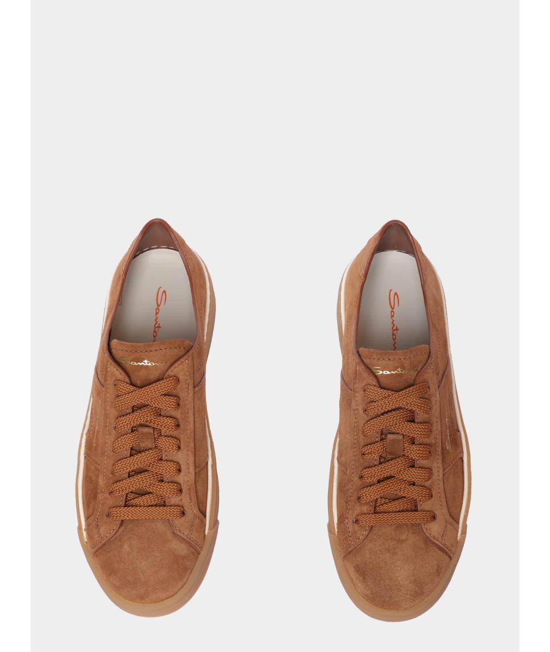 SANTONI Коричневые замшевые кеды, фото 3