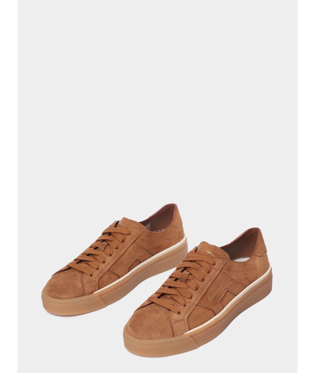 SANTONI Коричневые замшевые кеды, фото 2