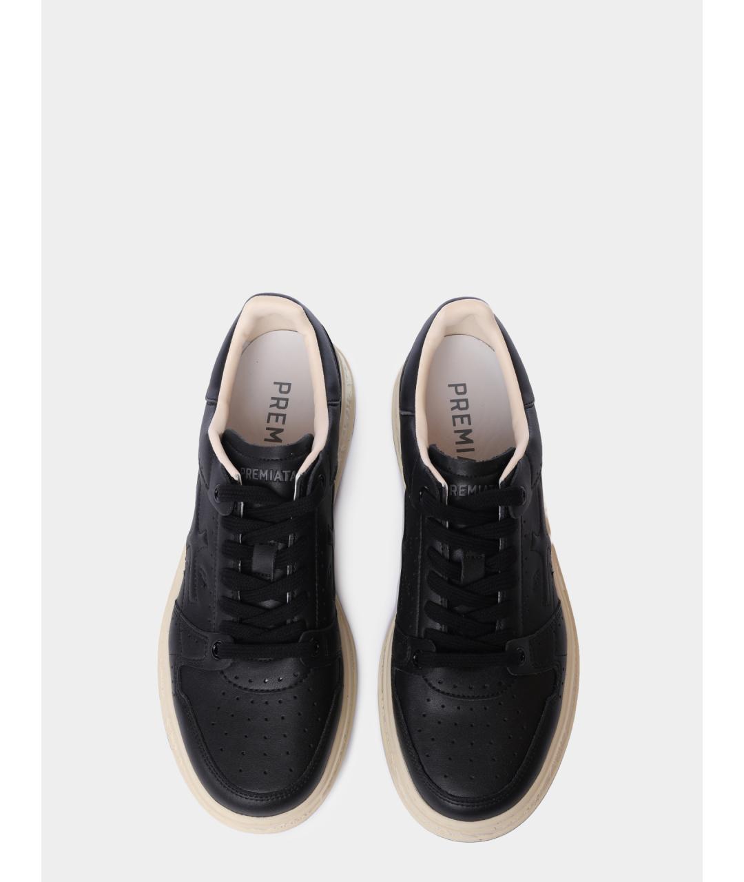 PREMIATA Черные кожаные низкие кроссовки / кеды, фото 3