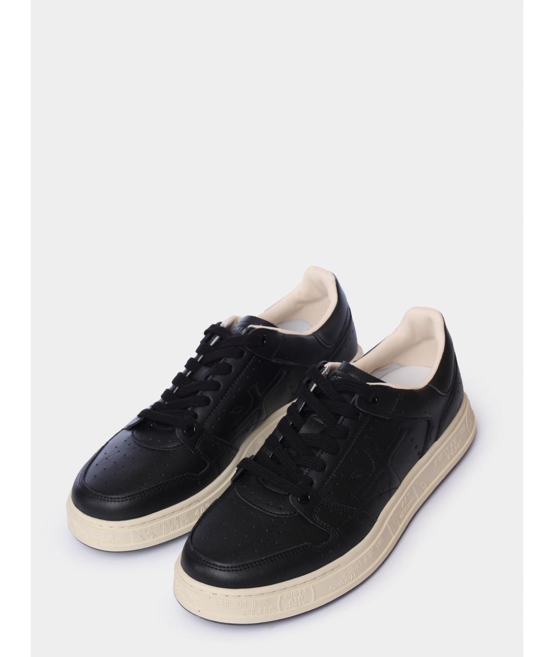 PREMIATA Черные кожаные низкие кроссовки / кеды, фото 2