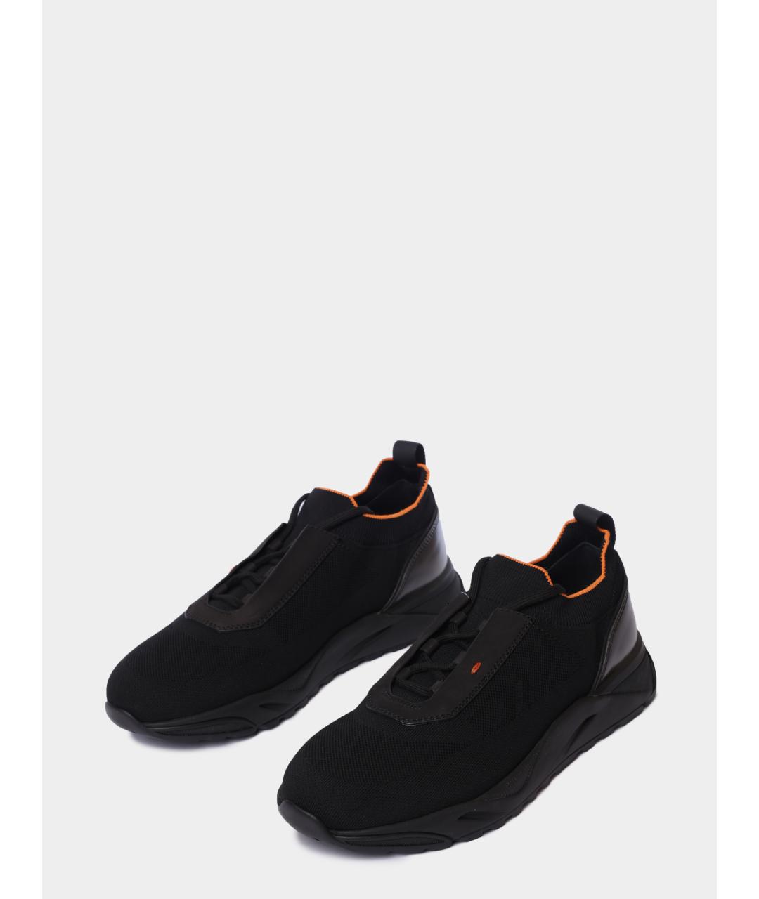 SANTONI Черные текстильные низкие кроссовки / кеды, фото 2