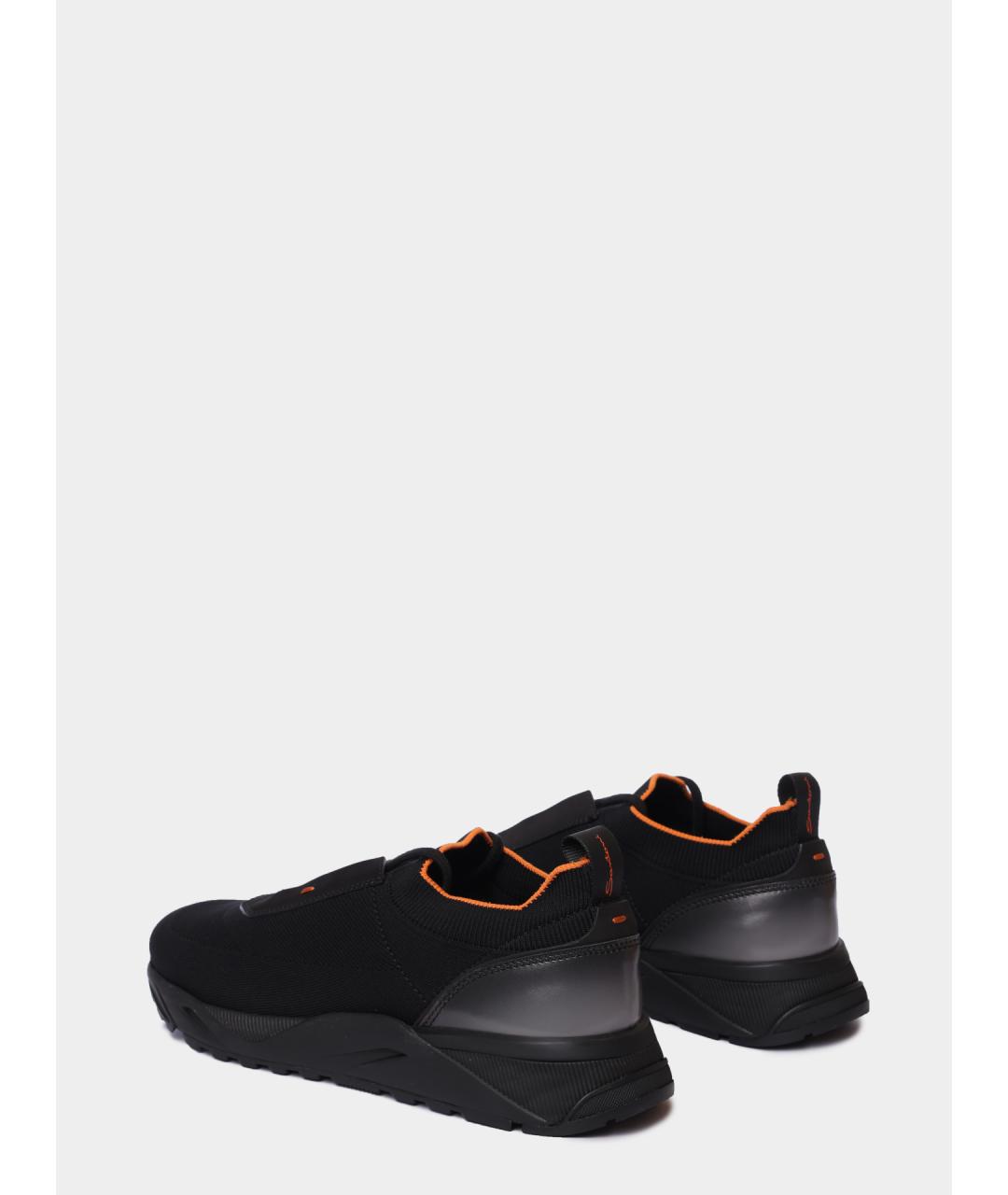 SANTONI Черные текстильные низкие кроссовки / кеды, фото 5