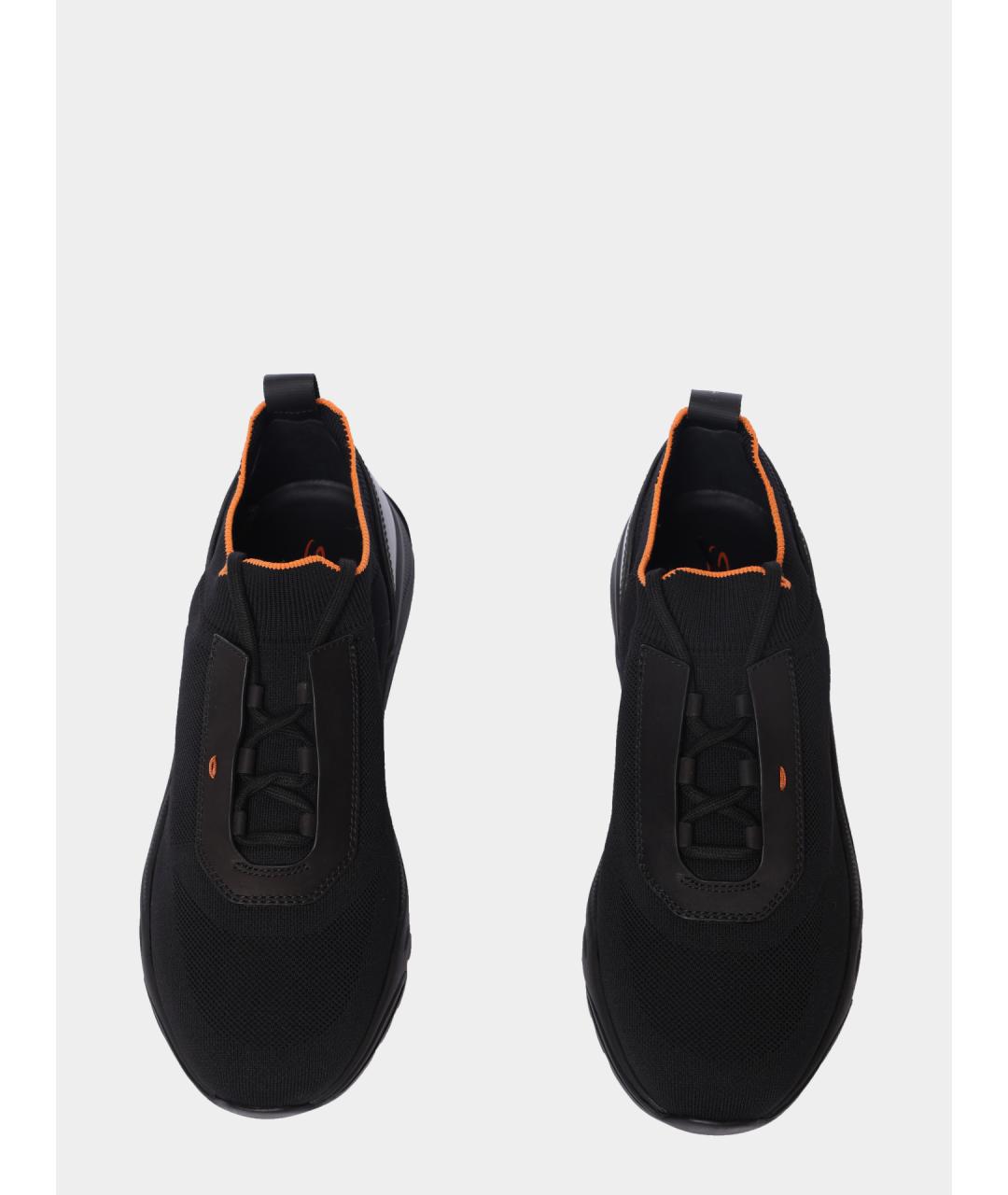 SANTONI Черные текстильные низкие кроссовки / кеды, фото 3