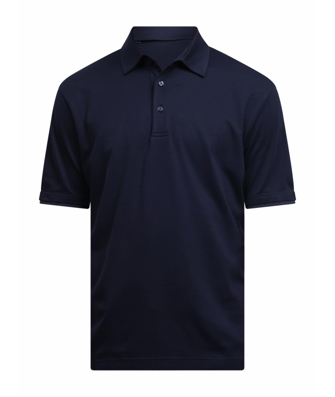 HERNO Темно-синее хлопковое поло с коротким рукавом, фото 1