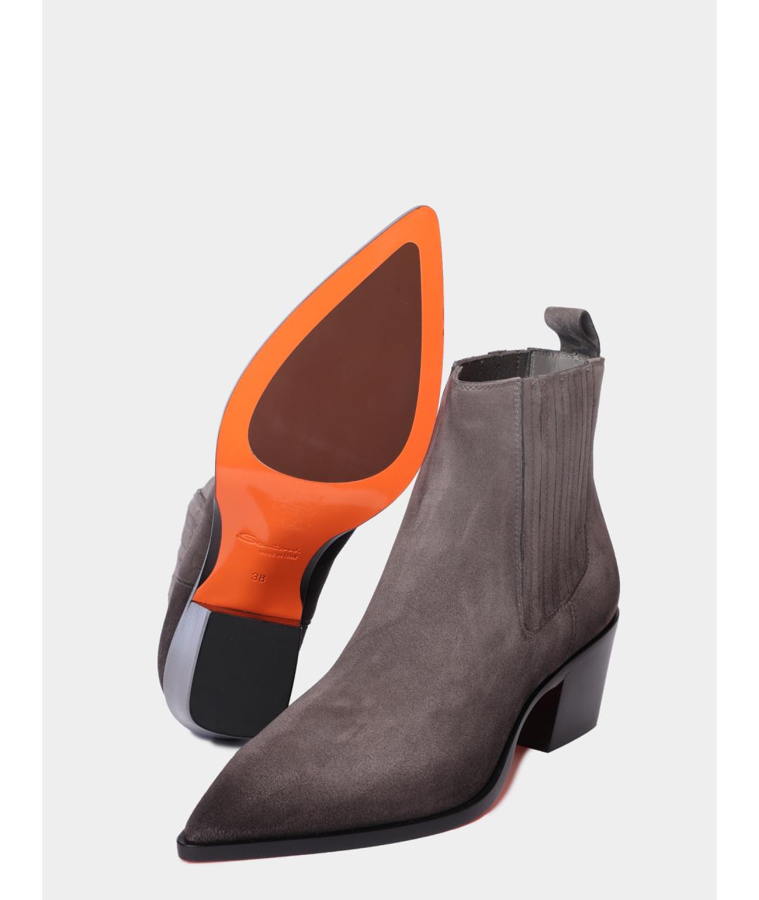 SANTONI Серые замшевые ботильоны, фото 4