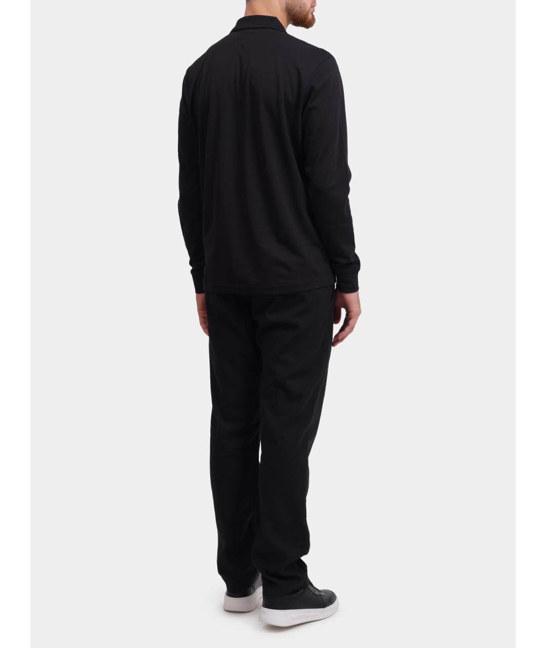 HUGO BOSS Черное хлопковое поло с длинным рукавом, фото 4