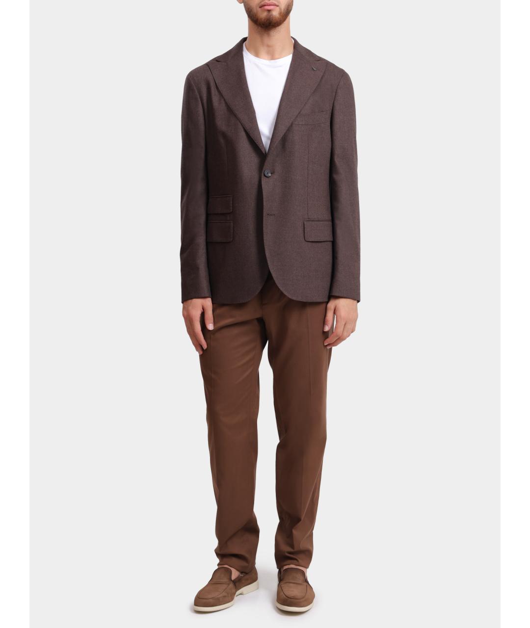 PESERICO Коричневый шерстяной пиджак, фото 2