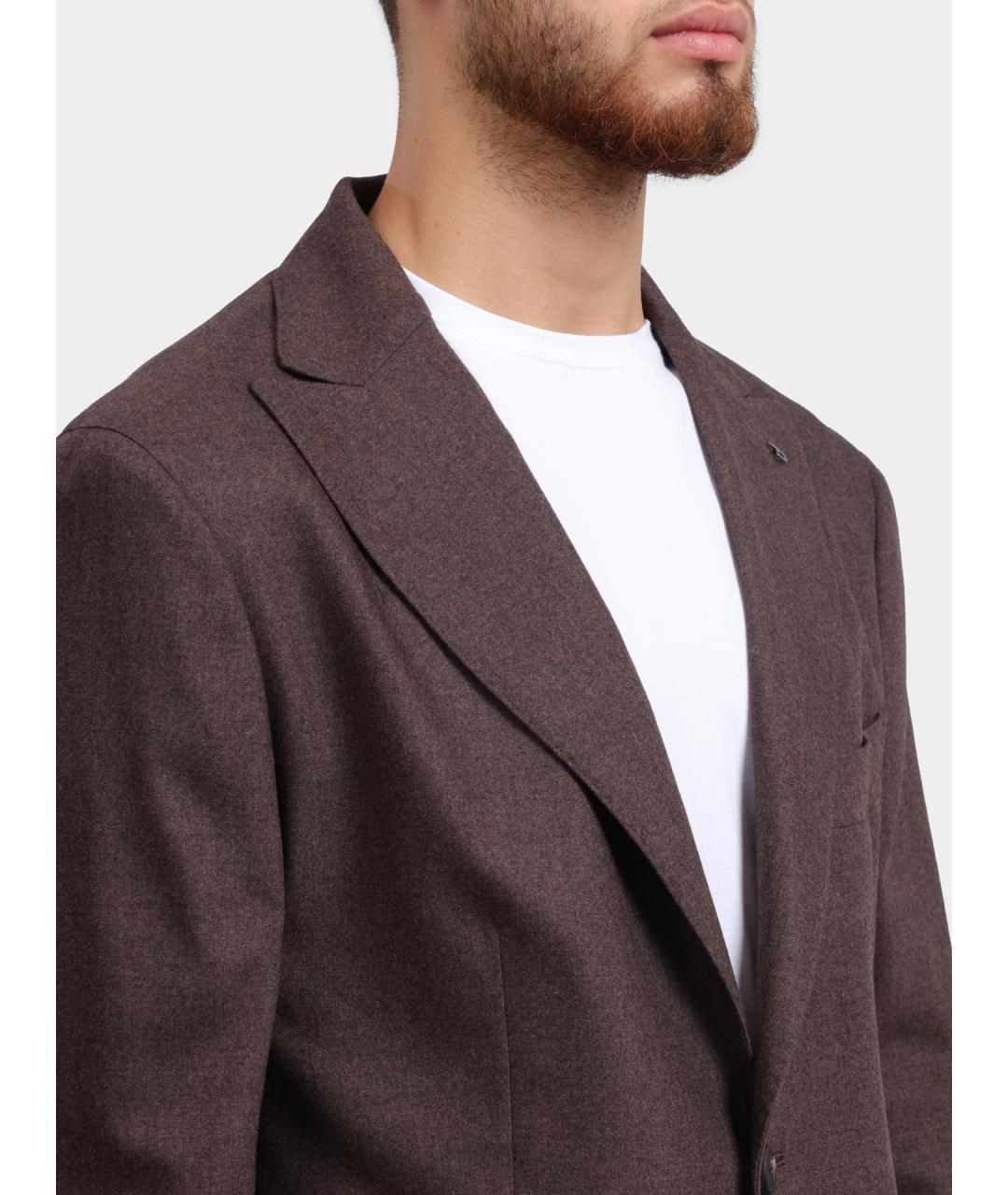 PESERICO Коричневый шерстяной пиджак, фото 4