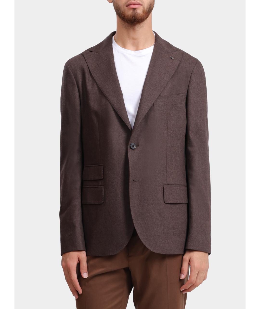 PESERICO Коричневый шерстяной пиджак, фото 6