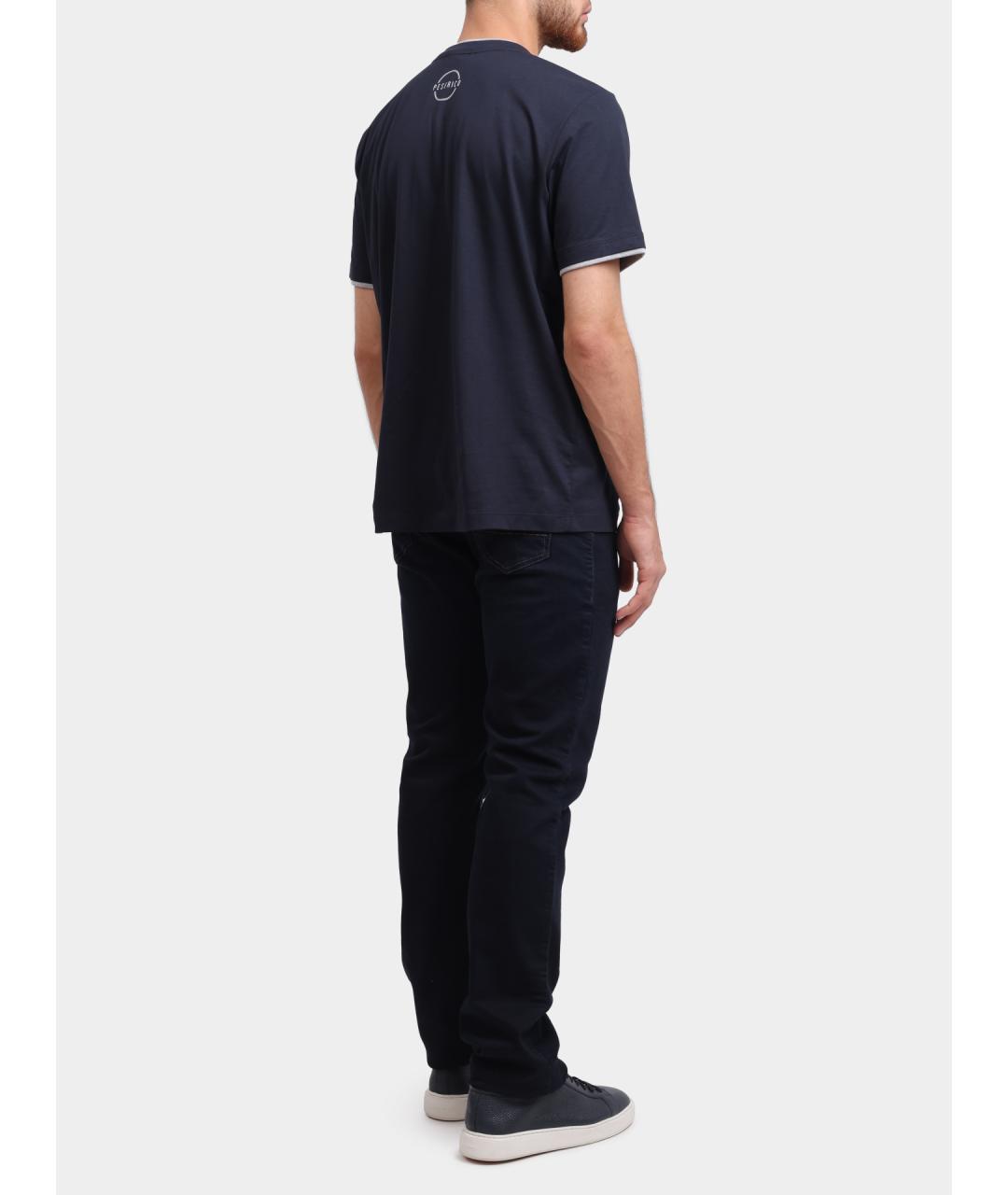 PESERICO Темно-синяя хлопковая футболка, фото 4