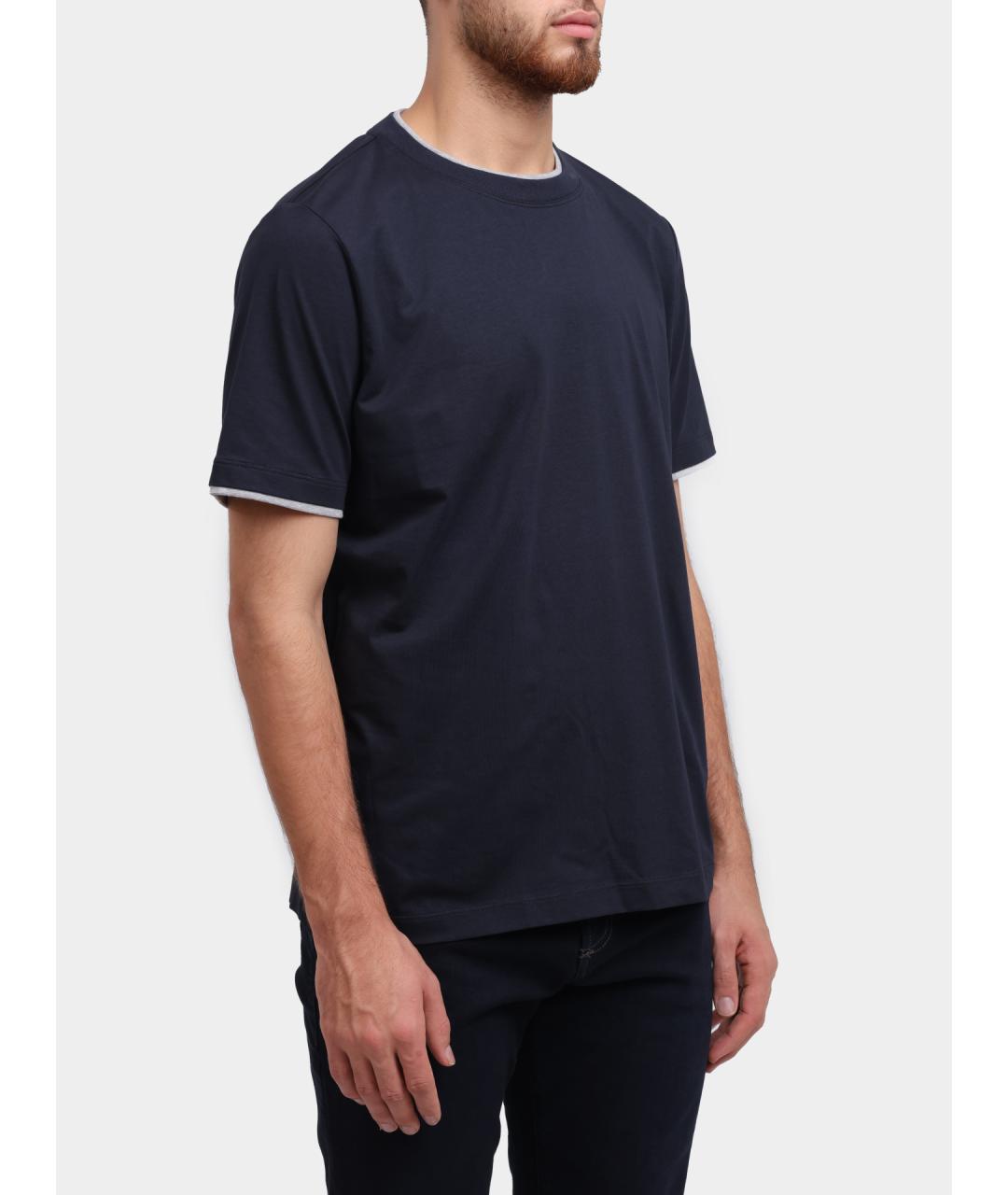 PESERICO Темно-синяя хлопковая футболка, фото 3